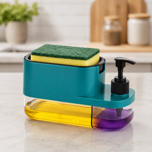 Soap Dispenser for Kitchen | 3 in 1 Soap Dispenser for Kitchen (Sponge Free) with Sponge Holder